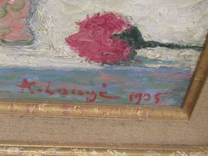  Achille LAUGÉ (1861-1944)
Roses dans un vase, 1905
Huile sur toile.
Signée et datée...