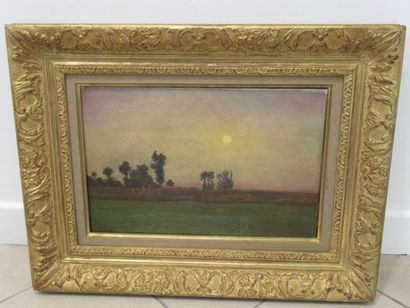  Léo GAUSSON (1860-1944)
Paysage au soleil couchant, 1897
Huile sur toile.
Monogrammée...