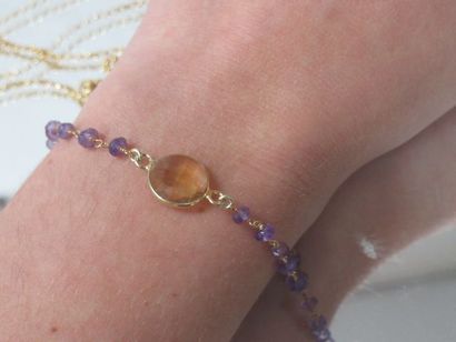 null Lot in vermeil and amethysts, including a necklace and a bracelet (centered...