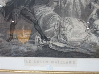  After GIRAUD "Le Colin-Maillard" Black engraving. 50 x 62 cm Beautiful giltwood...