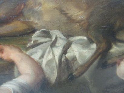  Edme Jean PIGAL (1798-1872) 
"Retour de Chasse à courre" 
Huile sur toile 
Signée...