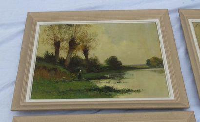  20th century french school 
"The Four Seasons". 
Series of 4 oils on canvas. (bear...
