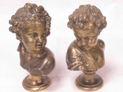 Pair of bronze sculptures, representing putti...