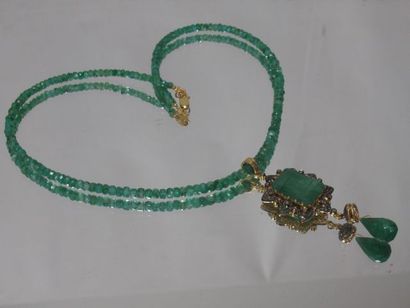 Necklace made of vermeil, emeralds and diamonds....