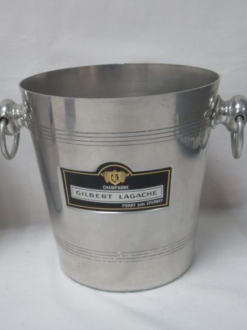 null Set of two advertising champagne buckets in aluminium "Gilbert Lagache". 20...