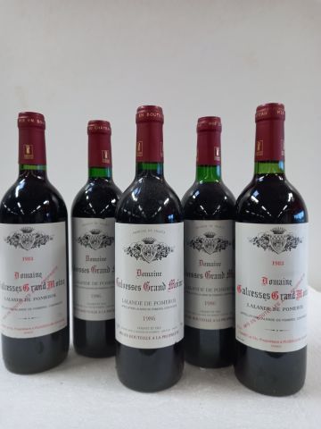 null 5 bouteilles de Lalande de Pomerol (4 de 1986) (1 de 1983) Domaine Galvesse...