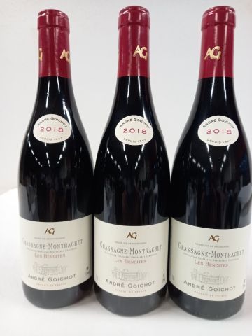 null 3 bouteilles de Chassagne Montrachet 2018 Grand vin de Bourgogne Les Benoites...