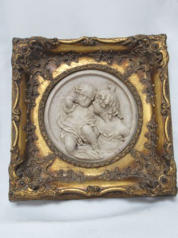 null Edouard-William WYON (1811-1885) Haut relief en albâtre, figurant 2 enfants....