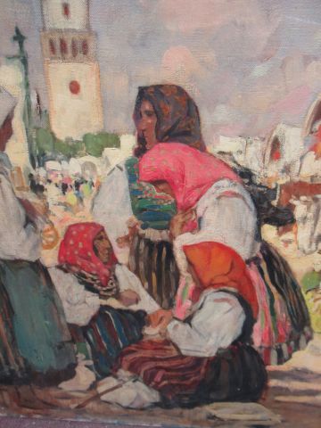  Fernand Allard L'Olivier (1883-1933) 
"Scène de marché en Europe centrale" 
Huile...