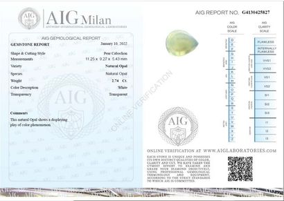 null Opale, cabochon, 2,74 carats. Certificat AIG MILAN.