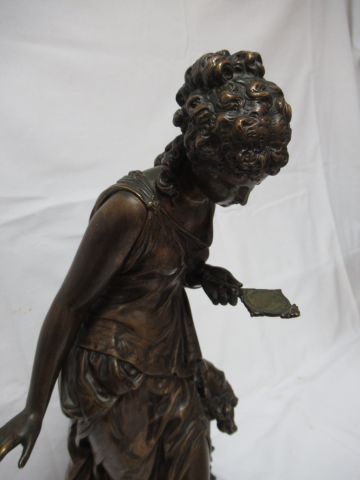 null D'après Mathurin Moreau "Jeune femme au miroir" Epreuve en bronze. Haut.: 46...