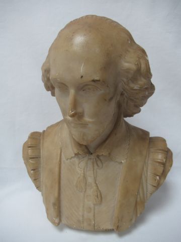 null Sculpture en albâtre, figurant Shakespeare. Vers 1900. Haut.: 28 cm (petits...