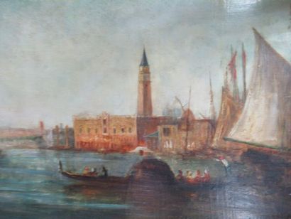null MODERN SCHOOL "View of Venice" oil on wood . 37 X 51 cm. Gilded wood frame