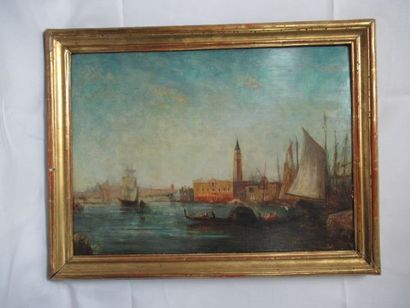 null MODERN SCHOOL "View of Venice" oil on wood . 37 X 51 cm. Gilded wood frame