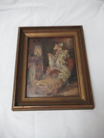  Ecole Du XIXe siècle "Mère et son enfnant" Huile sur panneau. 28 x 23 cm Cadre en...