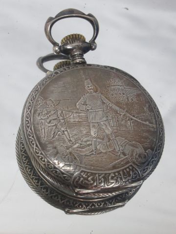  AVILA Silver pocket watch. Enameled dial, bears the inscription "Souvenir du 11...