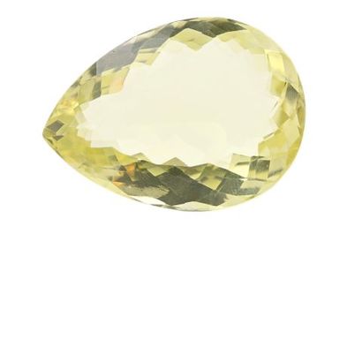 null Citrine, taille poire, 27,26 carats. Certificat AIG MILAN.