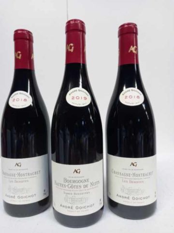 null Lot of 3 bottles : 2 Chassagne Montrachet 2018 Les Benoites A. Goichot 

 1...