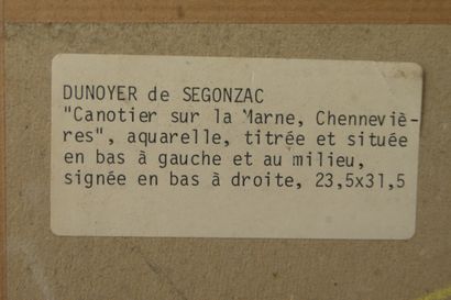 null André DUNOYER DE SEGONZAC (1884-1974)

"Canoeist on the Marne, Chennevières

Pen,...