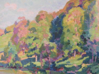 null Clémentine BALLOT (1879-1964) "Spring in Creuse" - Oil on canvas signed lower...