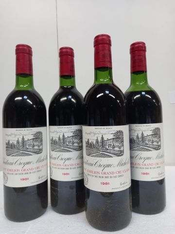 null 4 bouteilles de Château Croque-Michotte 1981 Saint Emilion Grand Cru Classé...