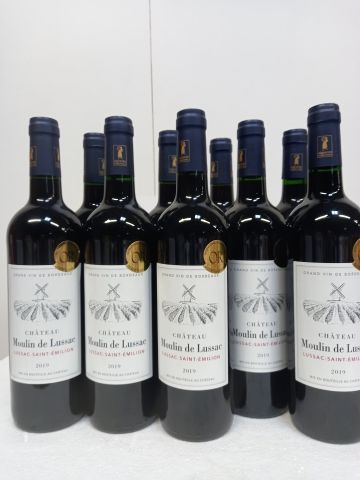 null 9 bouteilles de Lussac Saint Emilion 2019 Château Moulin de Lussac Médaillé...