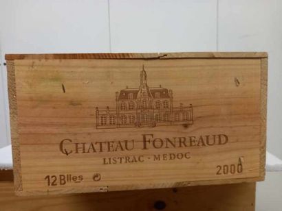 null 12 bouteilles de Château Fonréaud 2000 caisse bois d'origine jamais ouverte...