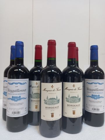 null Lot de 7 bouteilles:

4 Le Marquis de France 2016 Bordeaux La Réserve issu d'un...