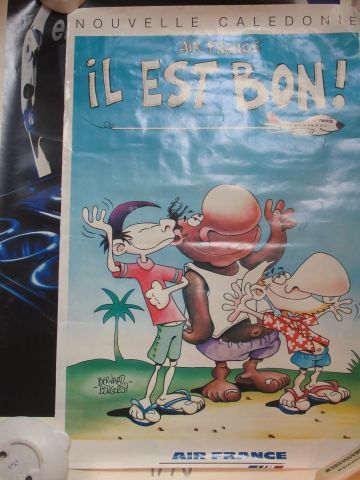 null Lot de deux affiches : "Renault Elf F1 1990" et "Air France, il est bon de partir...