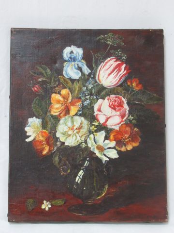 null D'après Van Thielen, "Nature morte au bouquet" HST. 27 x 23 cm