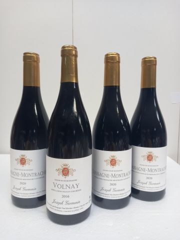 null Lot de 4 bouteilles :

"1 Volnay Rouge 2016 Grand Vin de Bourgogne Joseph Germain

3...
