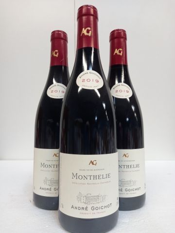 null 3 bouteiles de Monthelie Rouge Bourgogne 2019 André Goichot