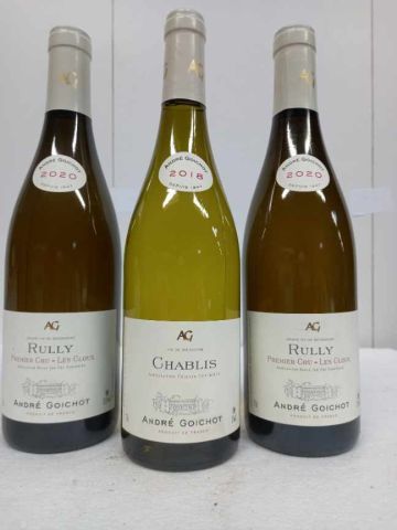 null Lot of 3 bottles:

2 Rully Blanc 1er Cru 2020 Les Cloux André Goichot

1 Chablis...