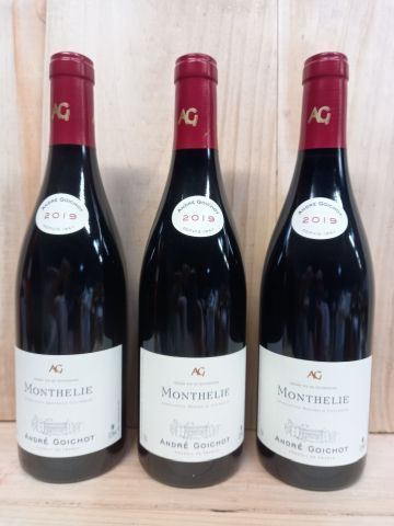 null 3 bottles of Monthelie Rouge 2019 Grand Vin de la Bourgogne André-Goichot