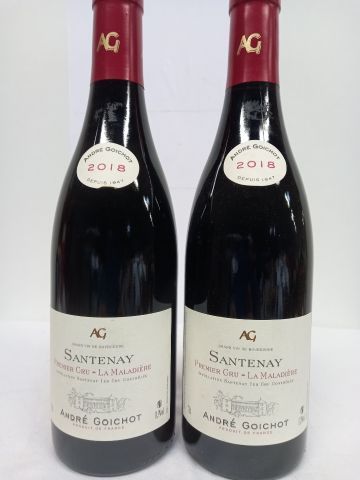 null 2 bouteilles de Santenay 2018 La Maladière Grand Vin de Bourgogne André Goi...