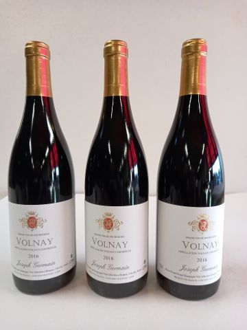 null 3 bouteilles de Volnay Rouge Grand Vin de Bourgogne récolte 2016 Joseph Ger...