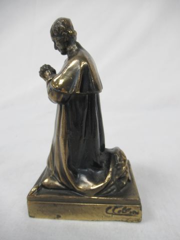 null Sculpture en régule, figurant Don Bosco en prière. Haut.: 11 cm