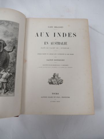 null Lot de 2 livres : "Un hiver au Cambodge", Tours Mame, 1888 / "Aux Indes et en...