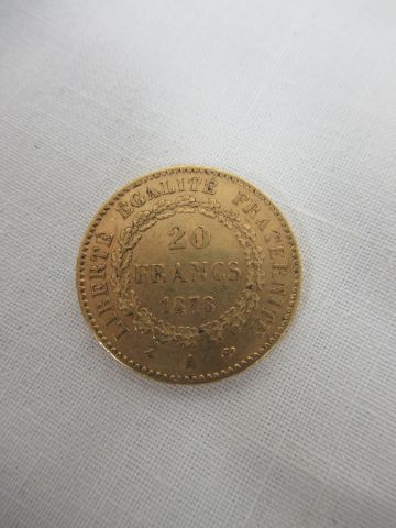 null Pièce de 20 frans en or, Génie, 1878, poids 6,46 g.