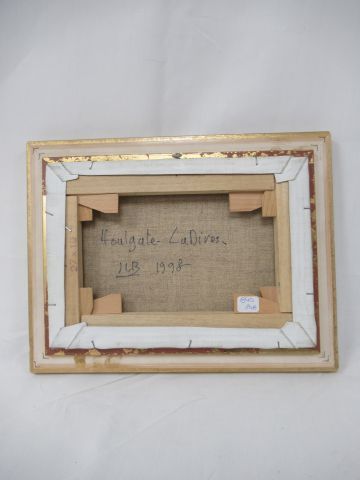 null BLANC, "Houlgate-la-dives", huile sur toile, 19x27 cm, cadre en bois doré.