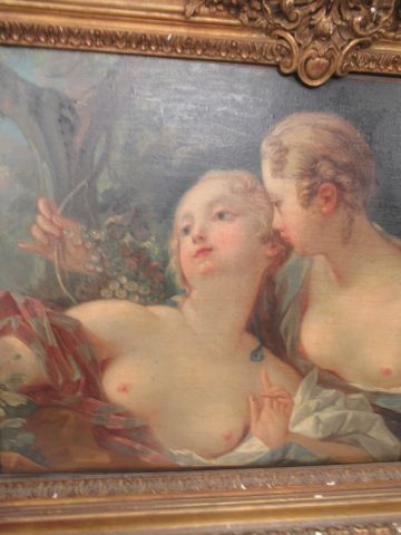 null Ecole française dans le goût du XVIIIème, "couple", huile sur toile. 39x57 cm....