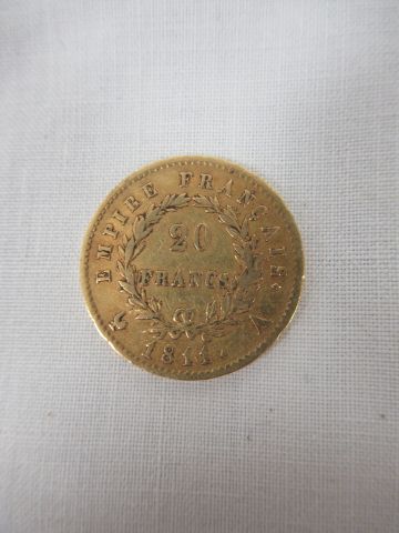 null Pièce de 20 francs en or, Napoléon Ier, 1811, poids 6,42 g.