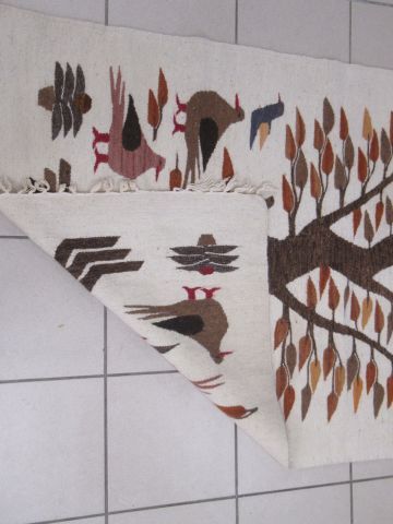 null KILIM en laine à décor d'un arbre et d'oiseaux, 160 x 99 cm