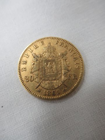 null Pièce de 20 frans en or, Napoléon III 1869, poids 6,44 g.