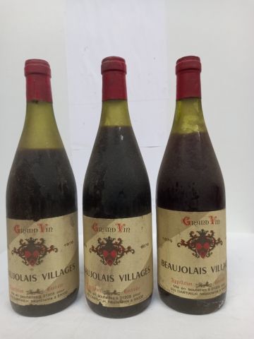 null 3 bouteilles de Beaujolais Villages 1976 Dartiailh bouteilles sales: (1 niveau...