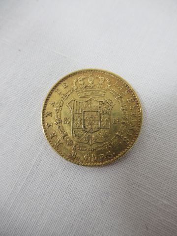 null Pièce de 80 réals, Espagne, 1844, poids 6,75 g.