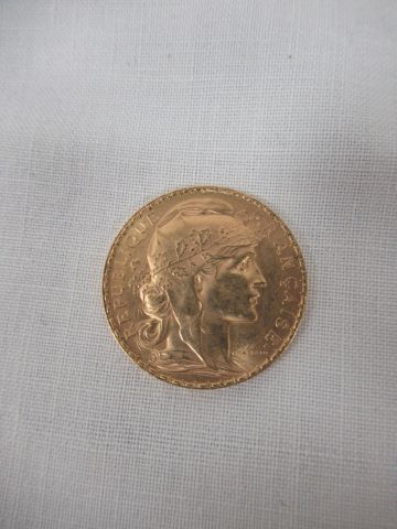 null Pièce de 20 francs en or, Coq, 1912, poids 6,45 g.