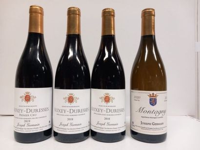 null Lot comprenant
3 Auxey Duresse 2018 Bourgogne Joseph Germain
1 Montagny Blanc...