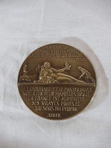 Médaille en bronze figurant le Duc de Sully,...