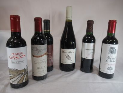 null Lot de 5 demi-bouteilles de vin rouge, dont Bergerac, Bordeaux … On y joint...
